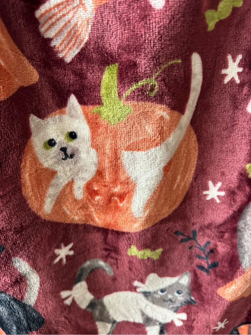 Oversized Halloween Throw Blanket Cats in Costumes Mummy Witch Ghost Vampire NWT